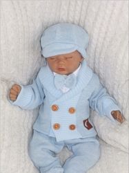 Kojenecký pletený svetřík/kabátek s knoflíky - ELEGANT BOY modrý - vel.86 - obrázek 4