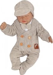 Kojenecký pletený svetřík/kabátek s knoflíky - ELEGANT BOY béžový - vel.86 - obrázek 3