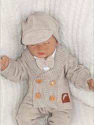 Kojenecký pletený svetřík/kabátek s knoflíky - ELEGANT BOY béžový - vel.86 - obrázek 4