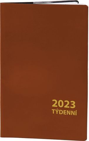 ARIA Diář týdenní 2023 - hnědý / 9cm x 15cm / DT124 - obrázek 1