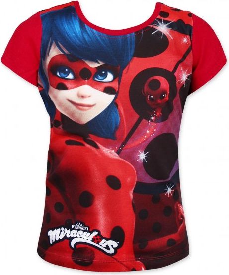 Setino - Dívčí tričko s krátkým rukávem Kouzelná beruška (Ladybug) - červené 104 - obrázek 1