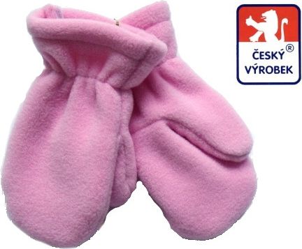 Dětské/kojenecké rukavičky s palečkem fleece, růžové vel.0 - obrázek 1
