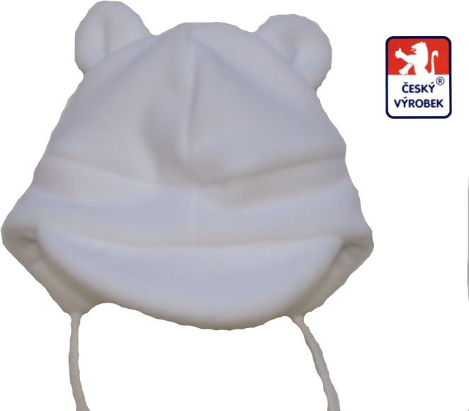 Dětská zimní čepička Dětský svět Baby Fleece s ouškama, bílá vel.0 - obrázek 1