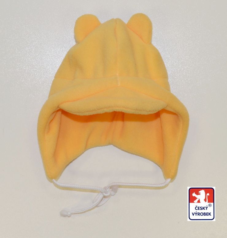 Dětská zimní čepička, Dětský svět, Baby Fleece s ouškama, žlutá - obrázek 1
