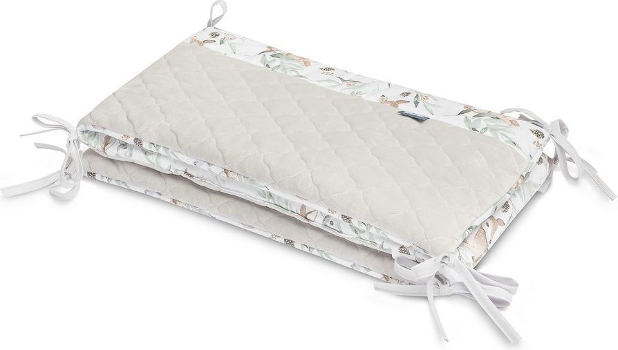 SENSILLO Mantinel do postýlky velvet DEERS GREY PLUSH KARO 180x30 cm - obrázek 3