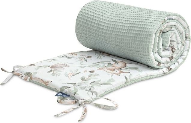 SENSILLO Mantinel do postýlky waffle DEERS MINT 180x30 cm - obrázek 1