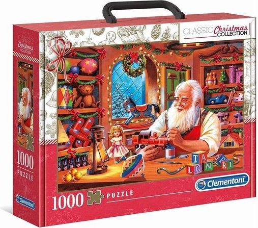 CLEMENTONI Puzzle v kufříku Vánoční kolekce: Santova dílna 1000 dílků - obrázek 1