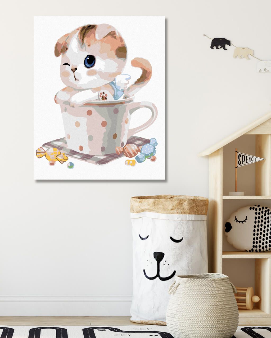 zuty Malování podle čísel - KOTĚ V HRNEČKU - Rozměr: 40x50 cm, Rámování: Varianta: bez rámu a bez vypnutí plátna - obrázek 4
