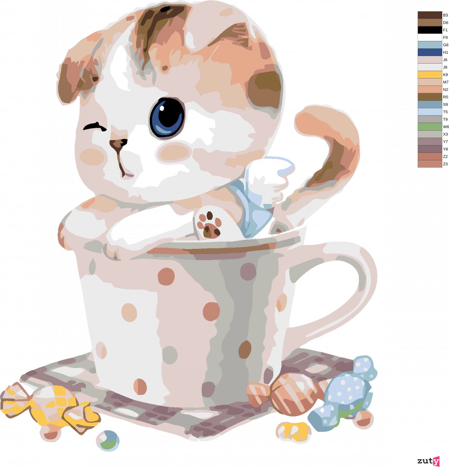 zuty Malování podle čísel - KOTĚ V HRNEČKU - Rozměr: 40x50 cm, Rámování: Varianta: bez rámu a bez vypnutí plátna - obrázek 10
