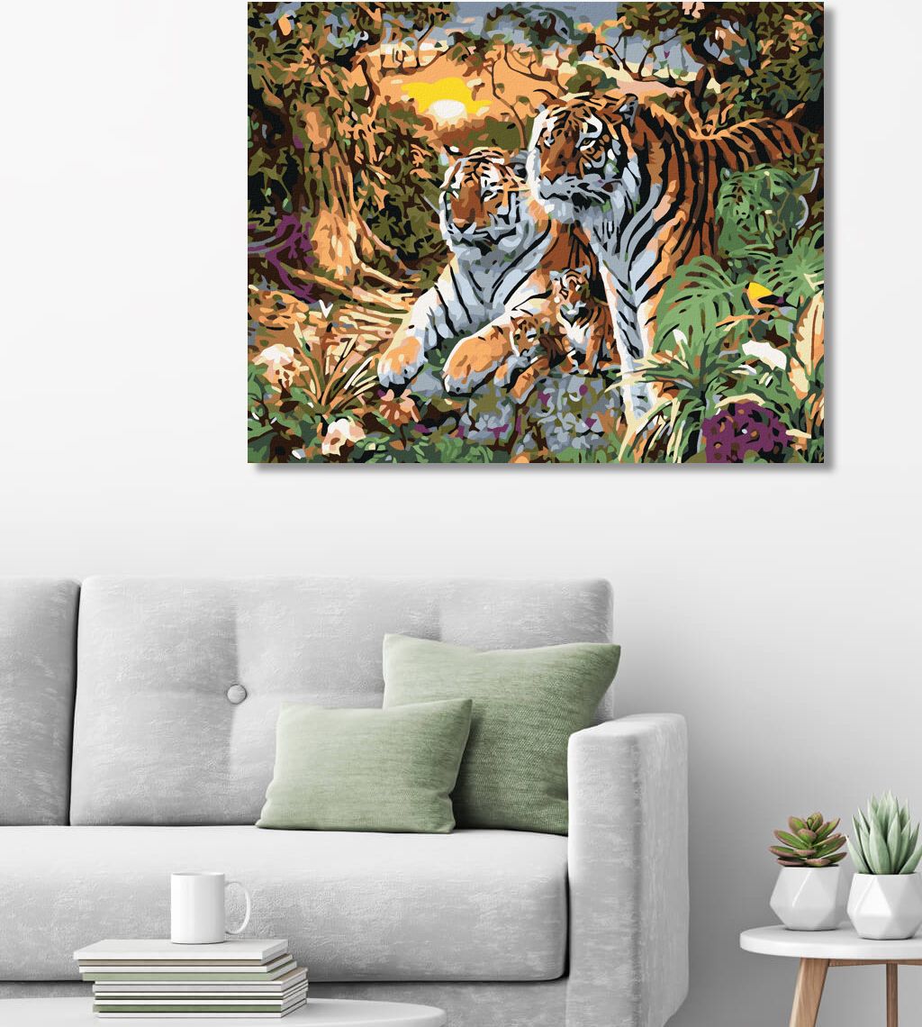 zuty Malování podle čísel - TYGR S MLÁĎATY - Rozměr: 40x50 cm, Rámování: Varianta: vypnuté plátno na rám - obrázek 4