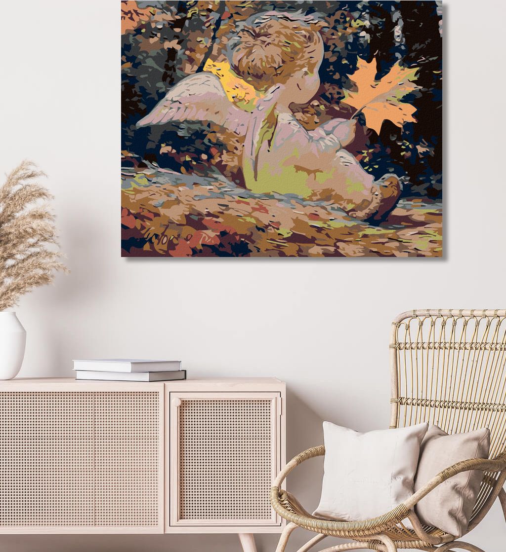 zuty Malování podle čísel - ANDÍLEK S JAVOROVÝM LÍSTKEM - Rozměr: 40x50 cm, Rámování: Varianta: bez rámu a bez vypnutí plátna - obrázek 5