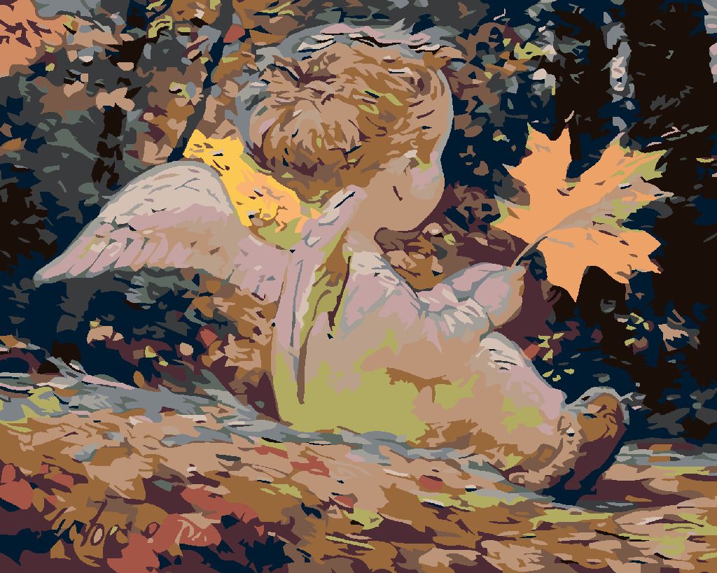 zuty Malování podle čísel - ANDÍLEK S JAVOROVÝM LÍSTKEM - Rozměr: 40x50 cm, Rámování: Varianta: bez rámu a bez vypnutí plátna - obrázek 10