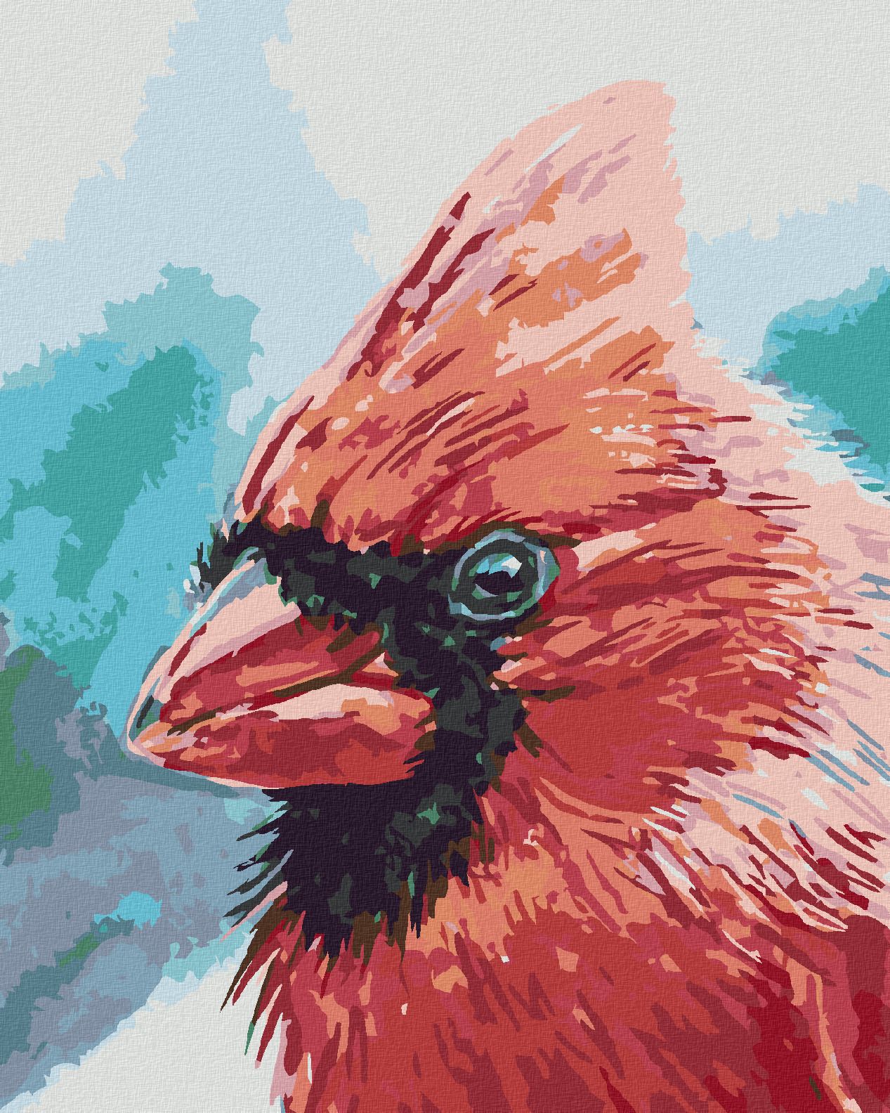 zuty Malování podle čísel - PTÁK KARDINÁL - Rozměr: 40x50 cm, Rámování: Varianta: vypnuté plátno na rám - obrázek 1