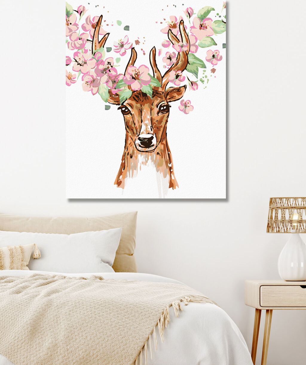 zuty Malování podle čísel - JELEN S KVĚTINAMI - Rozměr: 40x50 cm, Rámování: Varianta: vypnuté plátno na rám - obrázek 7