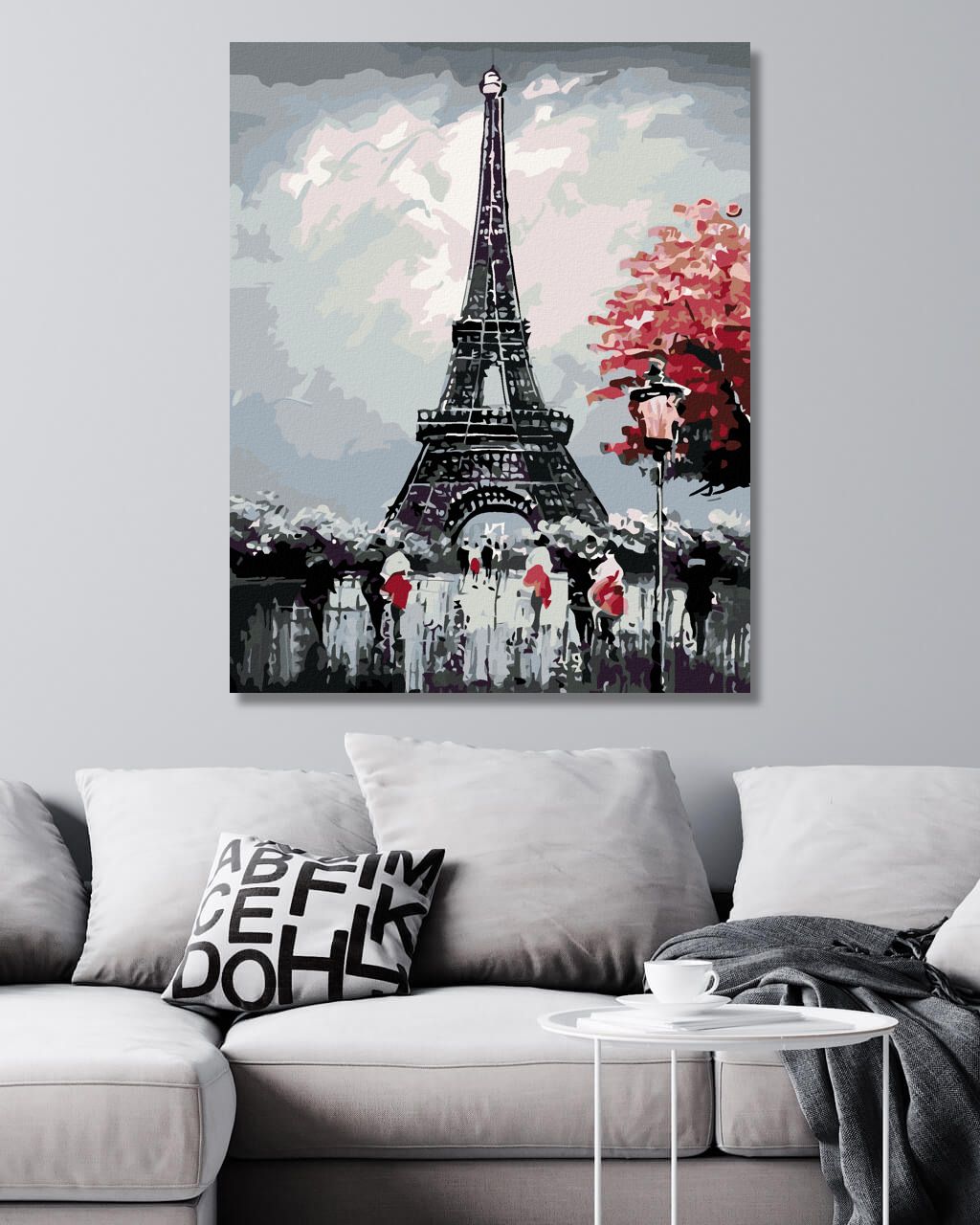 zuty Malování podle čísel - EIFFELOVKA S ČERVENÝM STROMEM - Rozměr: 40x50 cm, Rámování: Varianta: vypnuté plátno na rám - obrázek 3