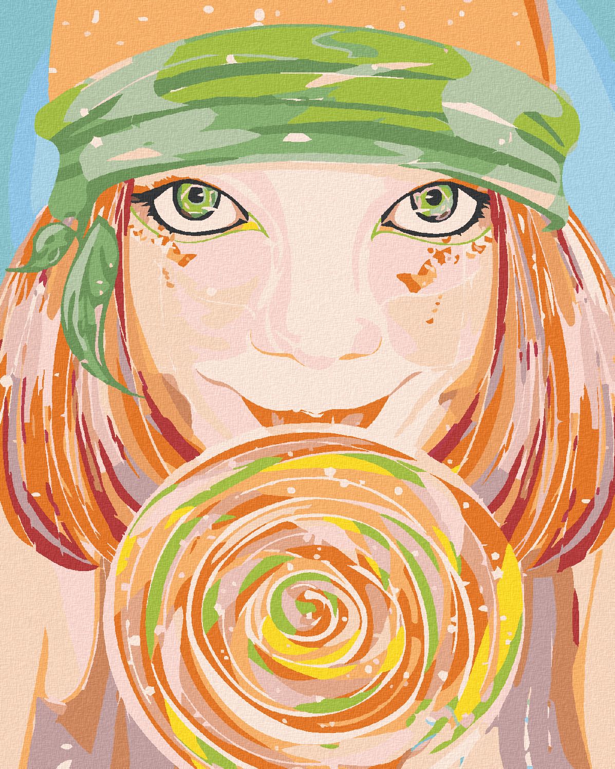 zuty Malování podle čísel - ZELENOOKÁ ŽENA A LÍZÁTKO - Rozměr: 40x50 cm, Rámování: Varianta: bez rámu a bez vypnutí plátna - obrázek 1
