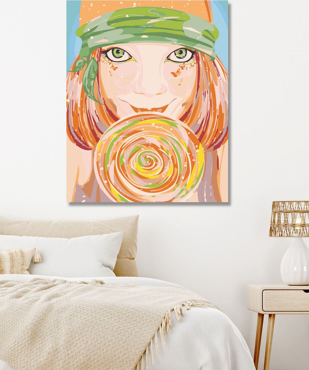 zuty Malování podle čísel - ZELENOOKÁ ŽENA A LÍZÁTKO - Rozměr: 40x50 cm, Rámování: Varianta: bez rámu a bez vypnutí plátna - obrázek 4