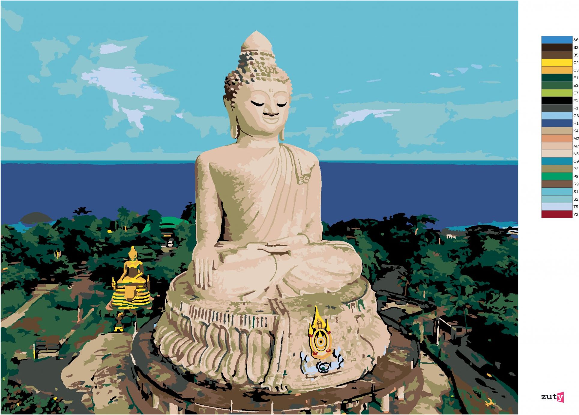 zuty Malování podle čísel - BUDDHA A OCEÁN - Rozměr: 40x50 cm, Rámování: Varianta: vypnuté plátno na rám - obrázek 5