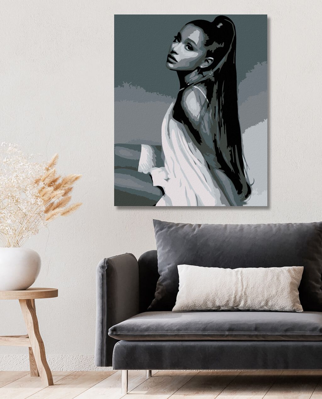 zuty Malování podle čísel - KRÁSKA V ODSTÍNECH ŠEDI - Rozměr: 40x50 cm, Rámování: Varianta: vypnuté plátno na rám - obrázek 2