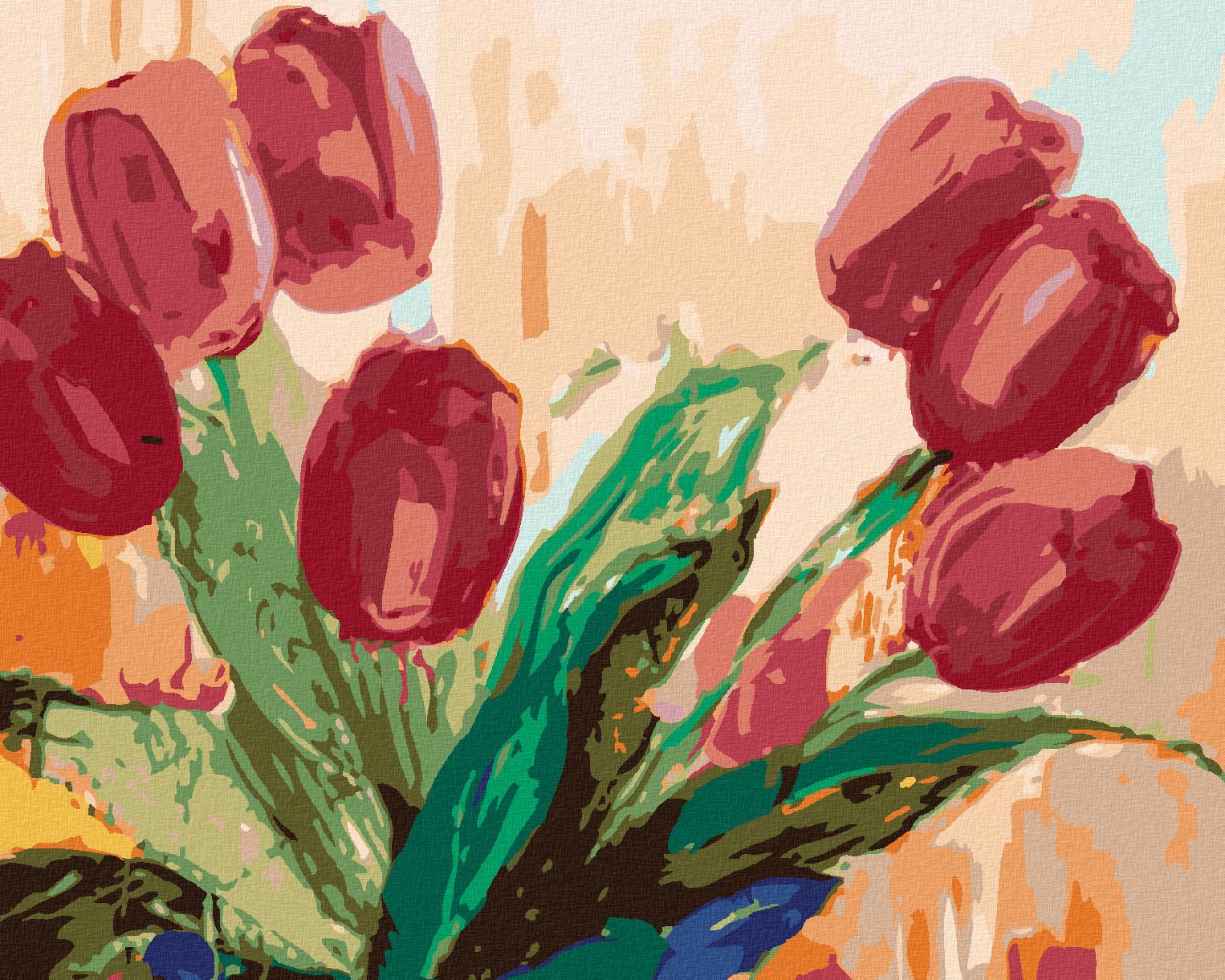 zuty Malování podle čísel - ČERVENÉ TULIPÁNY - Rozměr: 40x50 cm, Rámování: Varianta: bez rámu a bez vypnutí plátna - obrázek 1