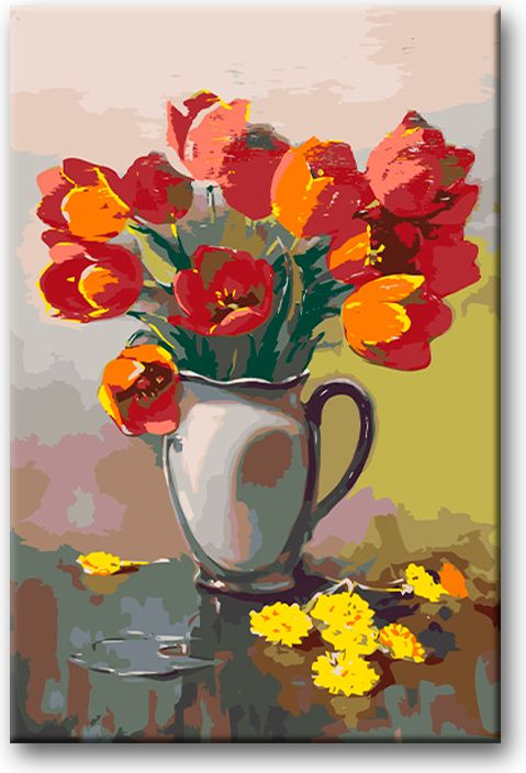 zuty Malování podle čísel - ČERVENÉ TULIPÁNY - Rozměr: 40x50 cm, Rámování: Varianta: bez rámu a bez vypnutí plátna - obrázek 6