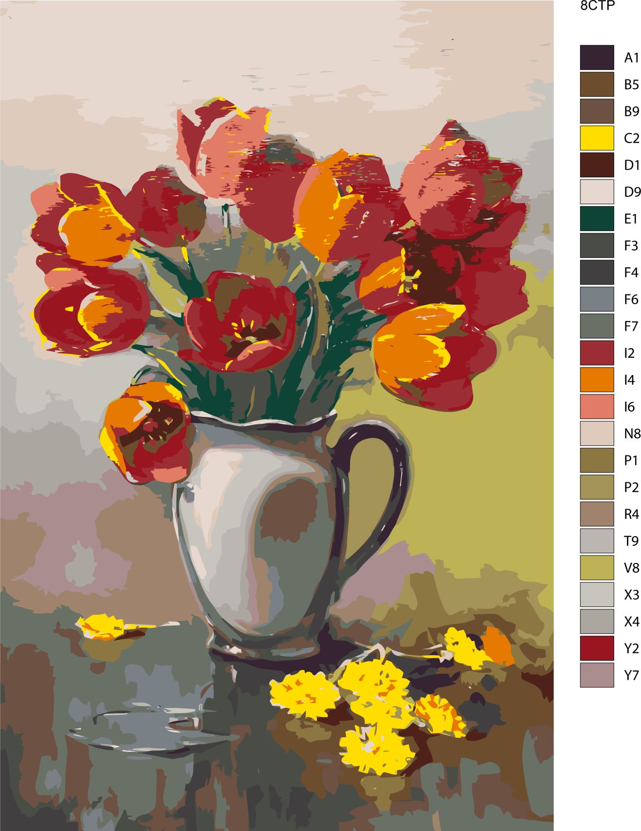 zuty Malování podle čísel - ČERVENÉ TULIPÁNY - Rozměr: 40x50 cm, Rámování: Varianta: bez rámu a bez vypnutí plátna - obrázek 11