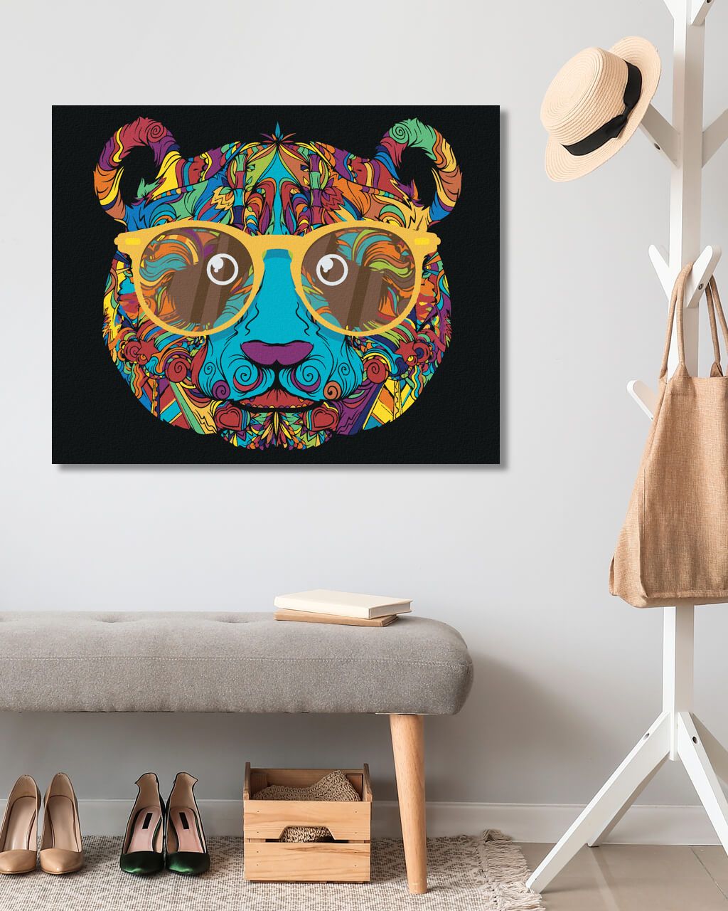 zuty Malování podle čísel - PANDA S BRÝLEMI - Rozměr: 40x50 cm, Rámování: Varianta: bez rámu a bez vypnutí plátna - obrázek 4