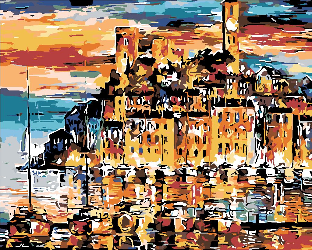 zuty Malování podle čísel - MĚSTEČKO NAD MOŘEM - Rozměr: 40x50 cm, Rámování: Varianta: vypnuté plátno na rám - obrázek 6