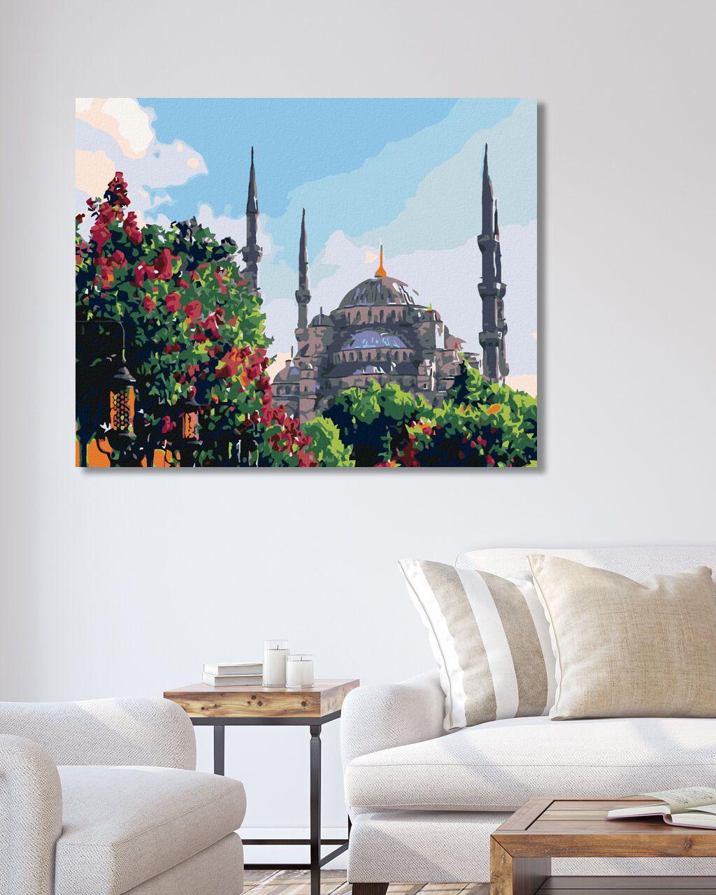 zuty Malování podle čísel - KRÁSNÁ STAVBA V KVĚTINOVÉ ZAHRADĚ - Rozměr: 40x50 cm, Rámování: Varianta: bez rámu a bez vypnutí plátna - obrázek 3