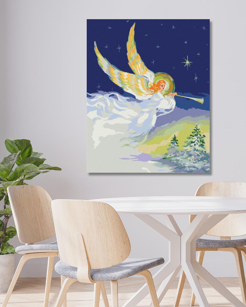 zuty Malování podle čísel - VÁNOČNÍ ANDĚL SE ZLATÝMI KŘÍDLY - Rozměr: 40x50 cm, Rámování: Varianta: bez rámu a bez vypnutí plátna - obrázek 3