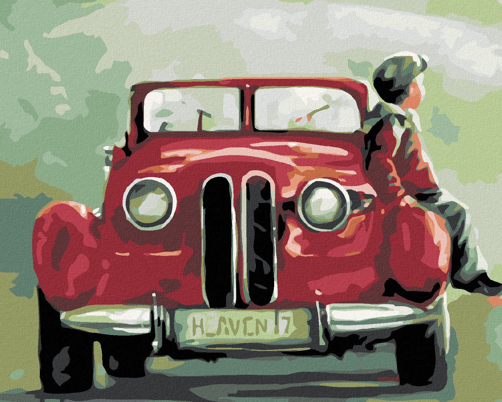 zuty Malování podle čísel - CHLAPEC SEDÍ NA BLATNÍKU - Rozměr: 40x50 cm, Rámování: Varianta: vypnuté plátno na rám - obrázek 1
