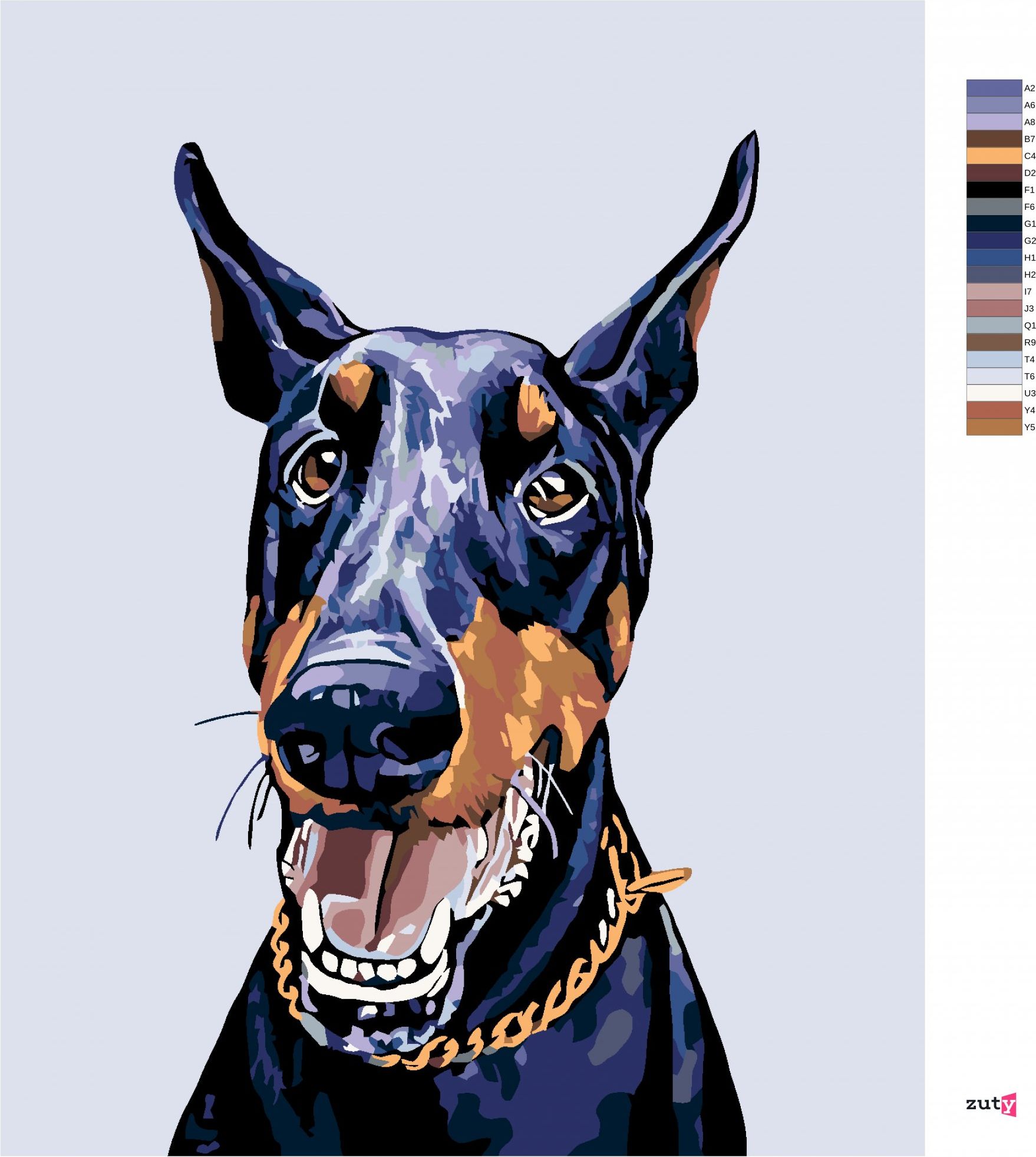 zuty Malování podle čísel - DOBRMAN - Rozměr: 40x50 cm, Rámování: Varianta: bez rámu a bez vypnutí plátna - obrázek 3
