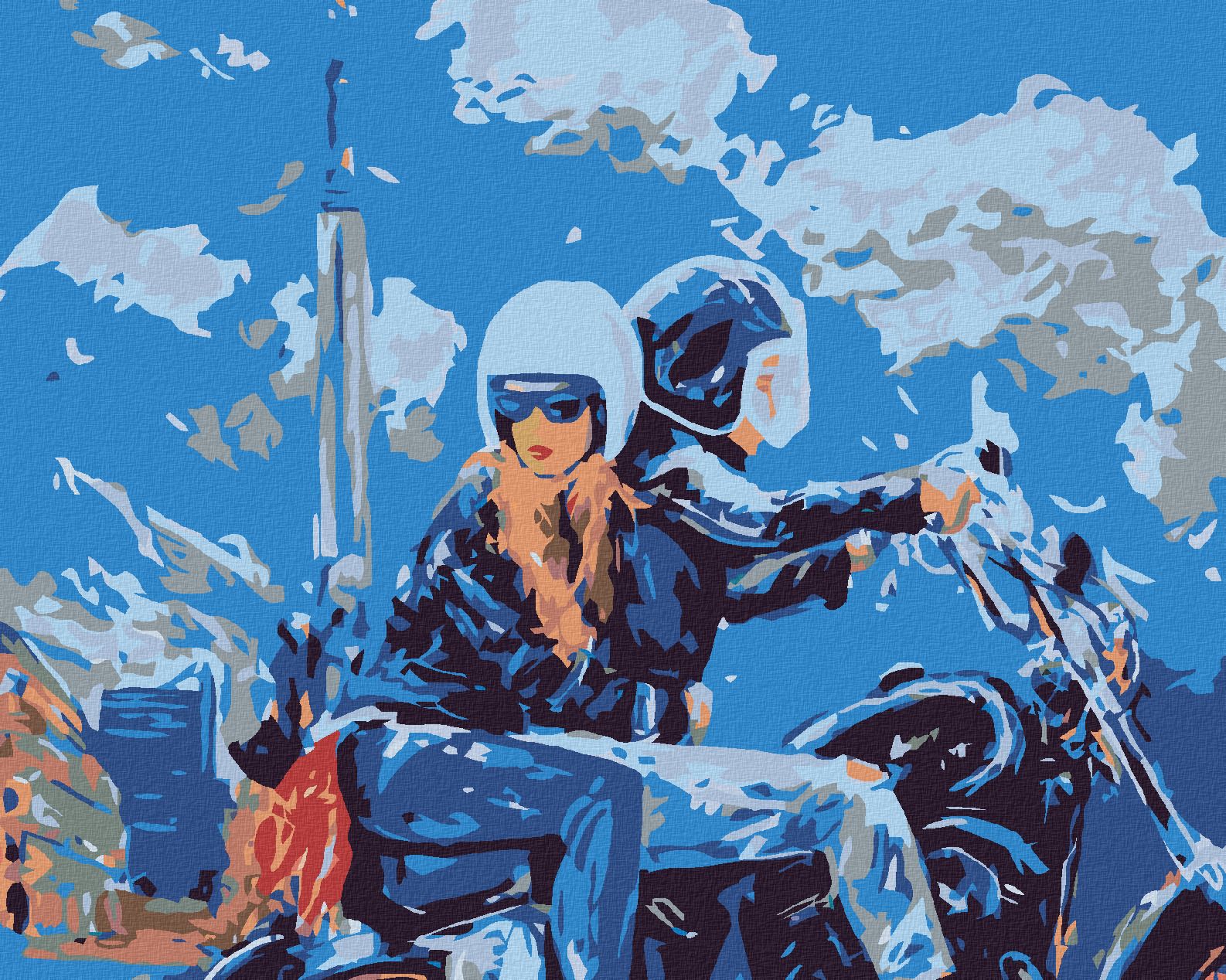 zuty Malování podle čísel - VYJÍŽĎKA NA MOTORCE - Rozměr: 40x50 cm, Rámování: Varianta: vypnuté plátno na rám - obrázek 1