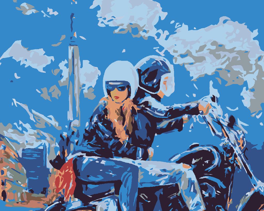 zuty Malování podle čísel - VYJÍŽĎKA NA MOTORCE - Rozměr: 40x50 cm, Rámování: Varianta: vypnuté plátno na rám - obrázek 4