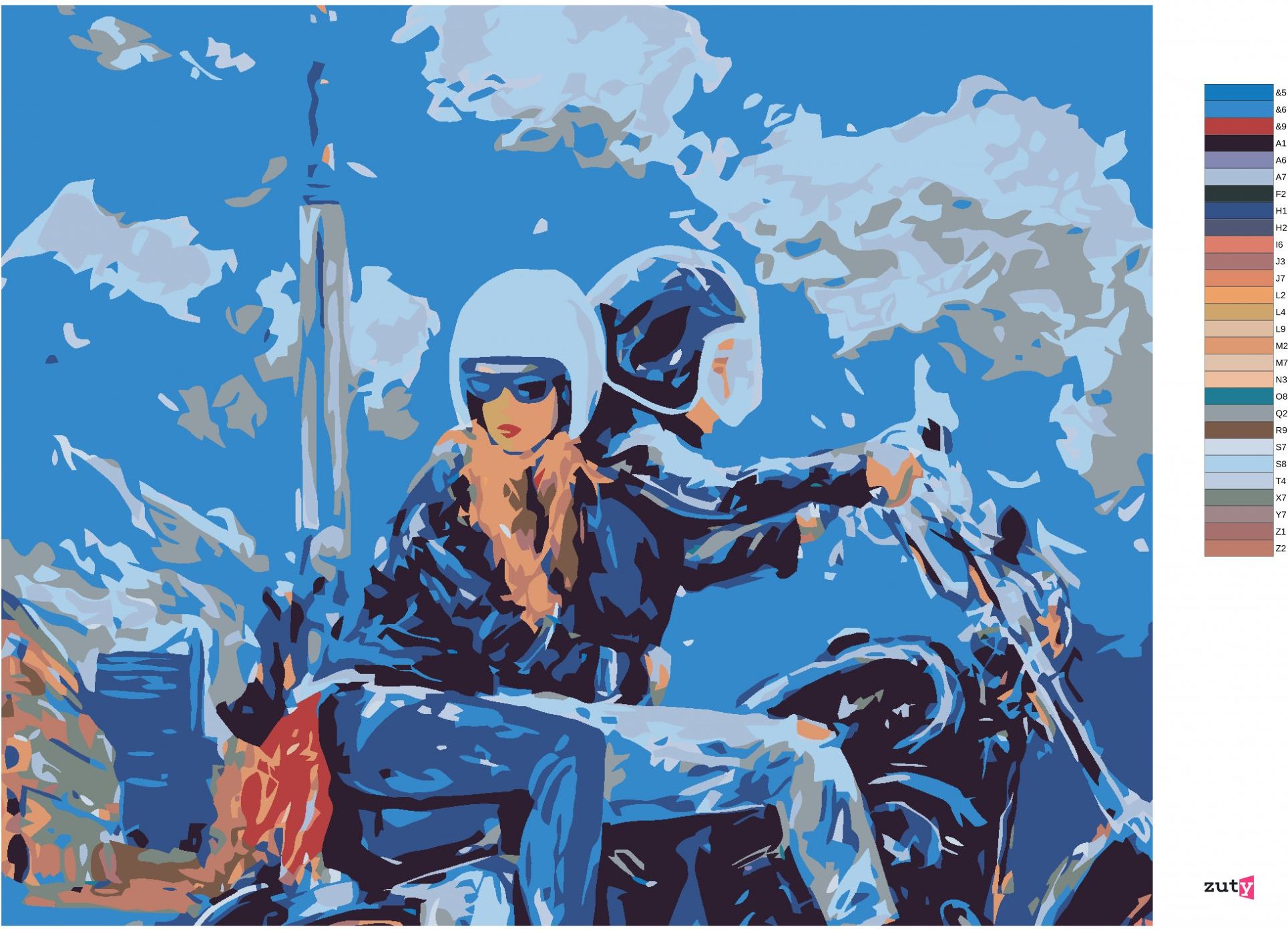 zuty Malování podle čísel - VYJÍŽĎKA NA MOTORCE - Rozměr: 40x50 cm, Rámování: Varianta: vypnuté plátno na rám - obrázek 10