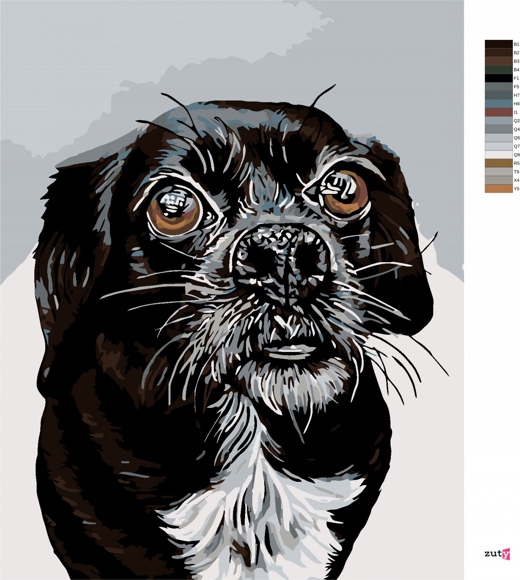 zuty Malování podle čísel - ČERNOBÍLÝ OŘÍŠEK - Rozměr: 40x50 cm, Rámování: Varianta: bez rámu a bez vypnutí plátna - obrázek 4