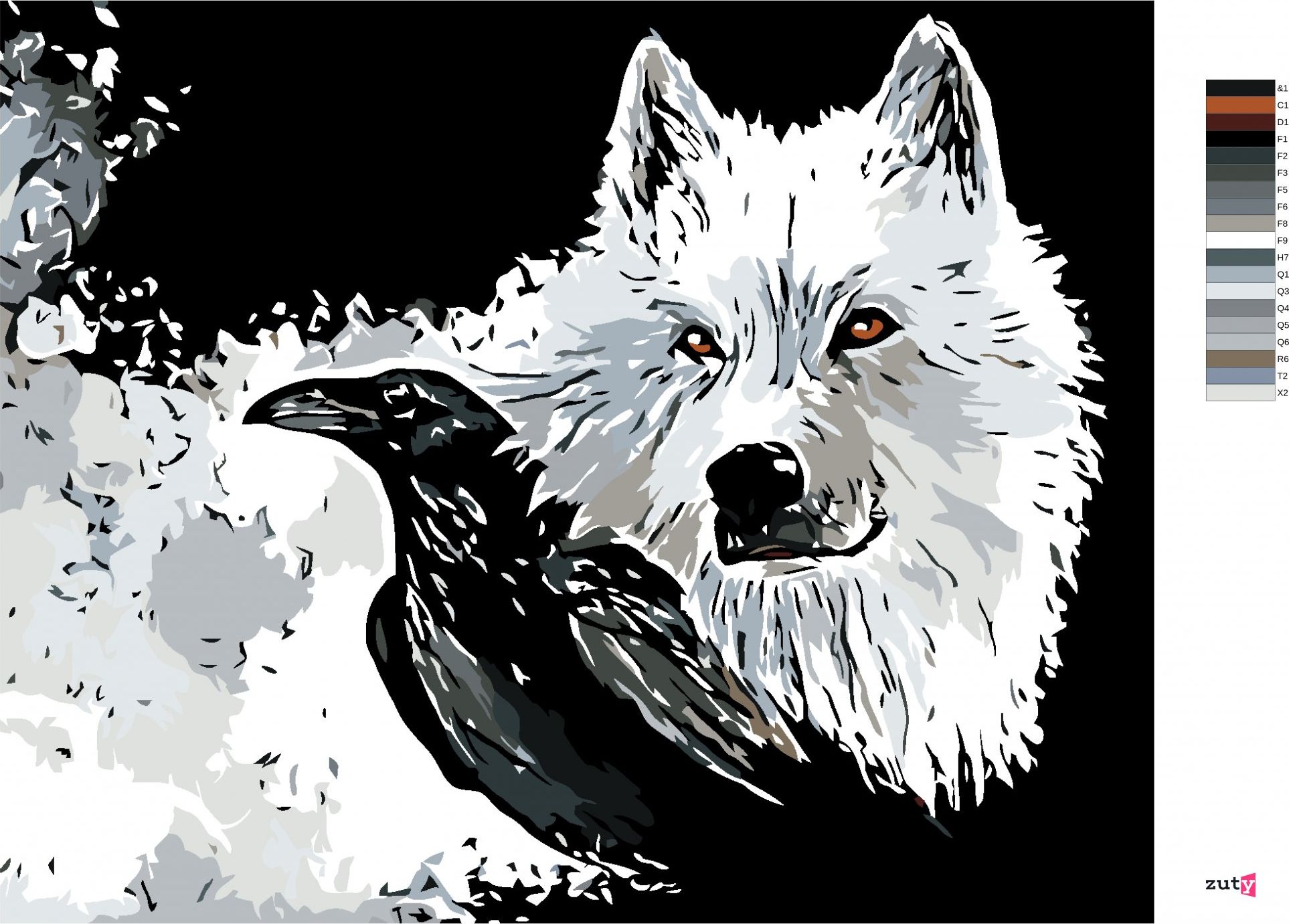zuty Malování podle čísel - PES A HAVRAN - Rozměr: 40x50 cm, Rámování: Varianta: bez rámu a bez vypnutí plátna - obrázek 2