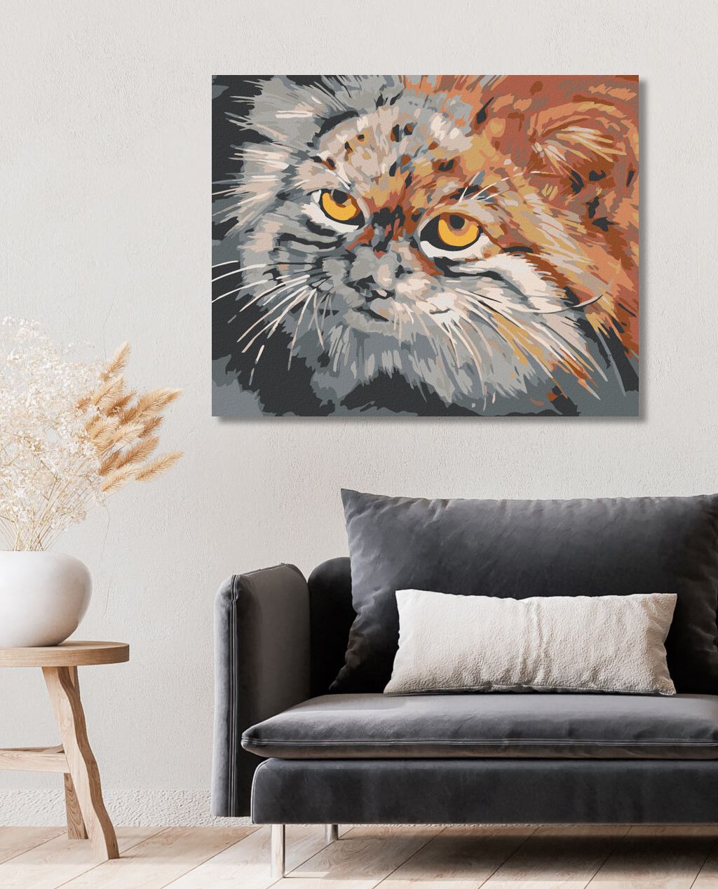 zuty Malování podle čísel - ŠEDOHNĚDÁ KOČKA - Rozměr: 40x50 cm, Rámování: Varianta: vypnuté plátno na rám - obrázek 8