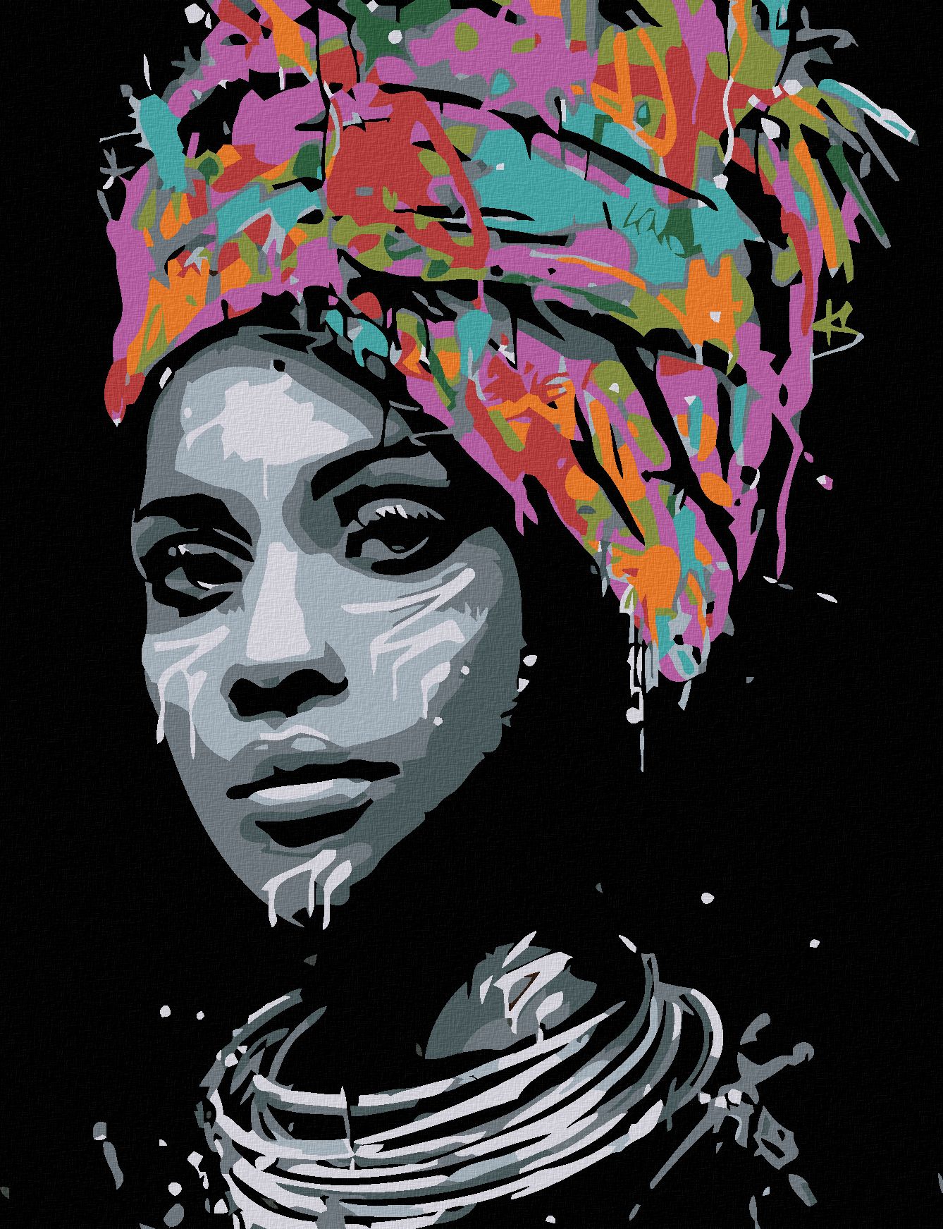 zuty Malování podle čísel - AFRICKÁ KRÁSKA - Rozměr: 40x50 cm, Rámování: Varianta: vypnuté plátno na rám - obrázek 1