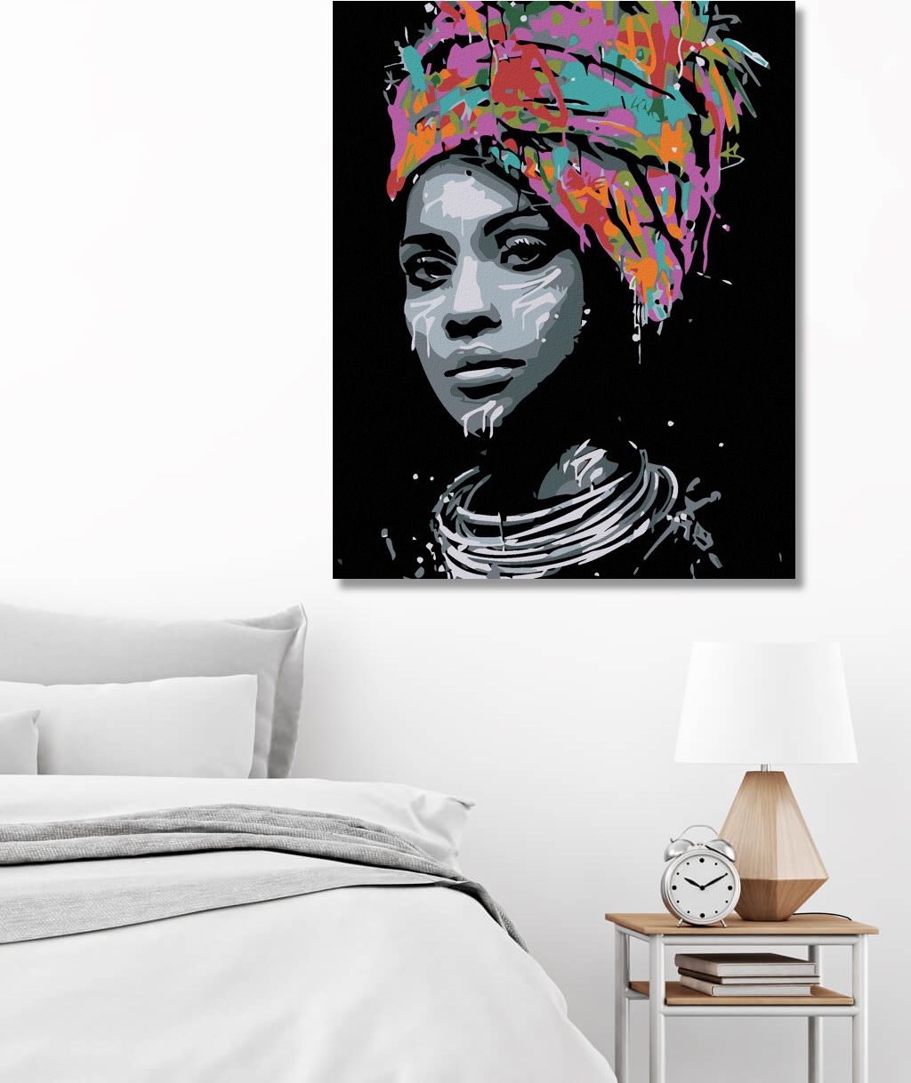 zuty Malování podle čísel - AFRICKÁ KRÁSKA - Rozměr: 40x50 cm, Rámování: Varianta: vypnuté plátno na rám - obrázek 3