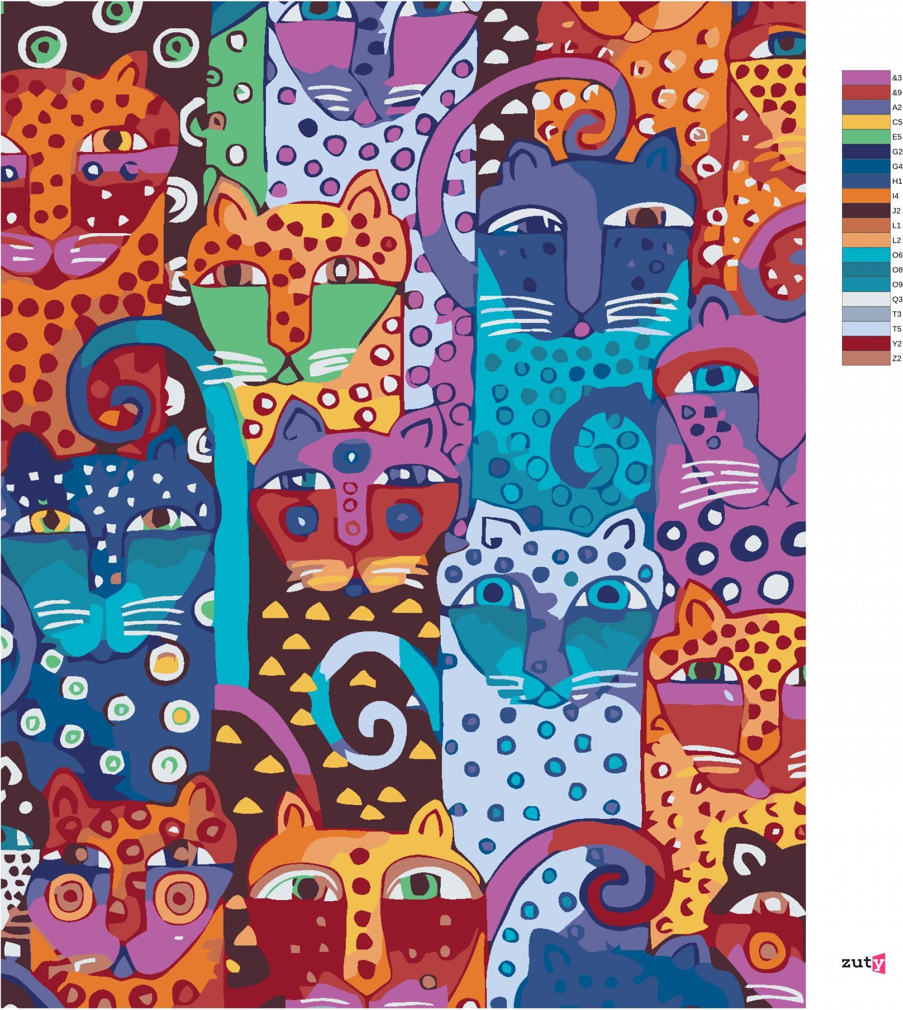 zuty Malování podle čísel - DIVOKÉ KOČKY - Rozměr: 40x50 cm, Rámování: Varianta: bez rámu a bez vypnutí plátna - obrázek 7