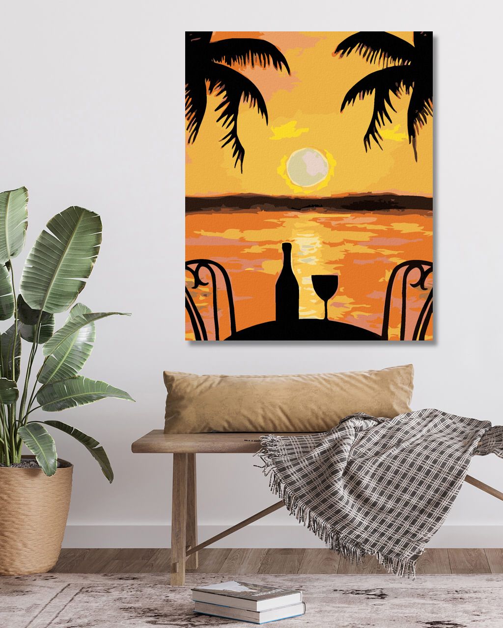 zuty Malování podle čísel - ROMANTIKA POD PALMOU - Rozměr: 40x50 cm, Rámování: Varianta: bez rámu a bez vypnutí plátna - obrázek 2