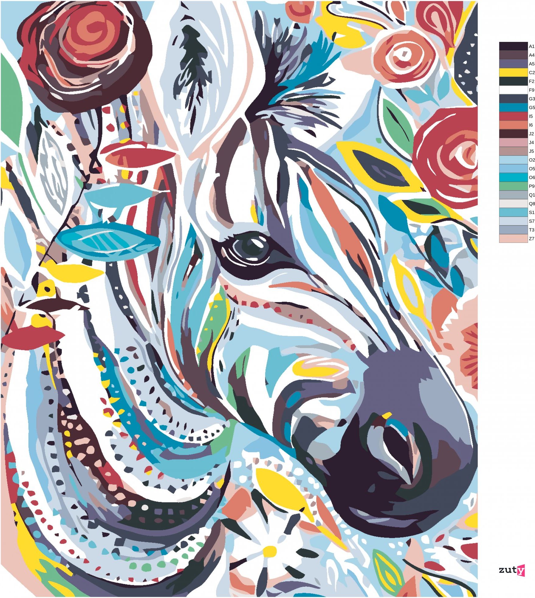 zuty Malování podle čísel - KVĚTINOVÁ ZEBRA - Rozměr: 40x50 cm, Rámování: Varianta: vypnuté plátno na rám - obrázek 2