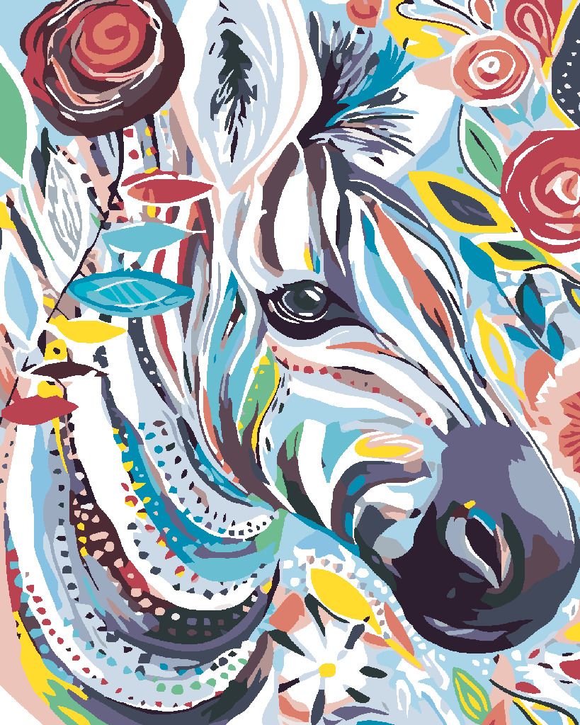zuty Malování podle čísel - KVĚTINOVÁ ZEBRA - Rozměr: 40x50 cm, Rámování: Varianta: vypnuté plátno na rám - obrázek 6