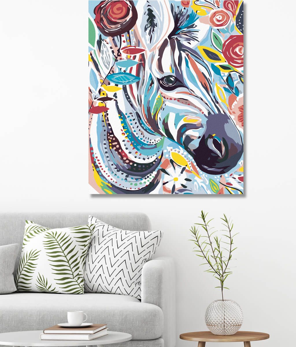 zuty Malování podle čísel - KVĚTINOVÁ ZEBRA - Rozměr: 40x50 cm, Rámování: Varianta: vypnuté plátno na rám - obrázek 9