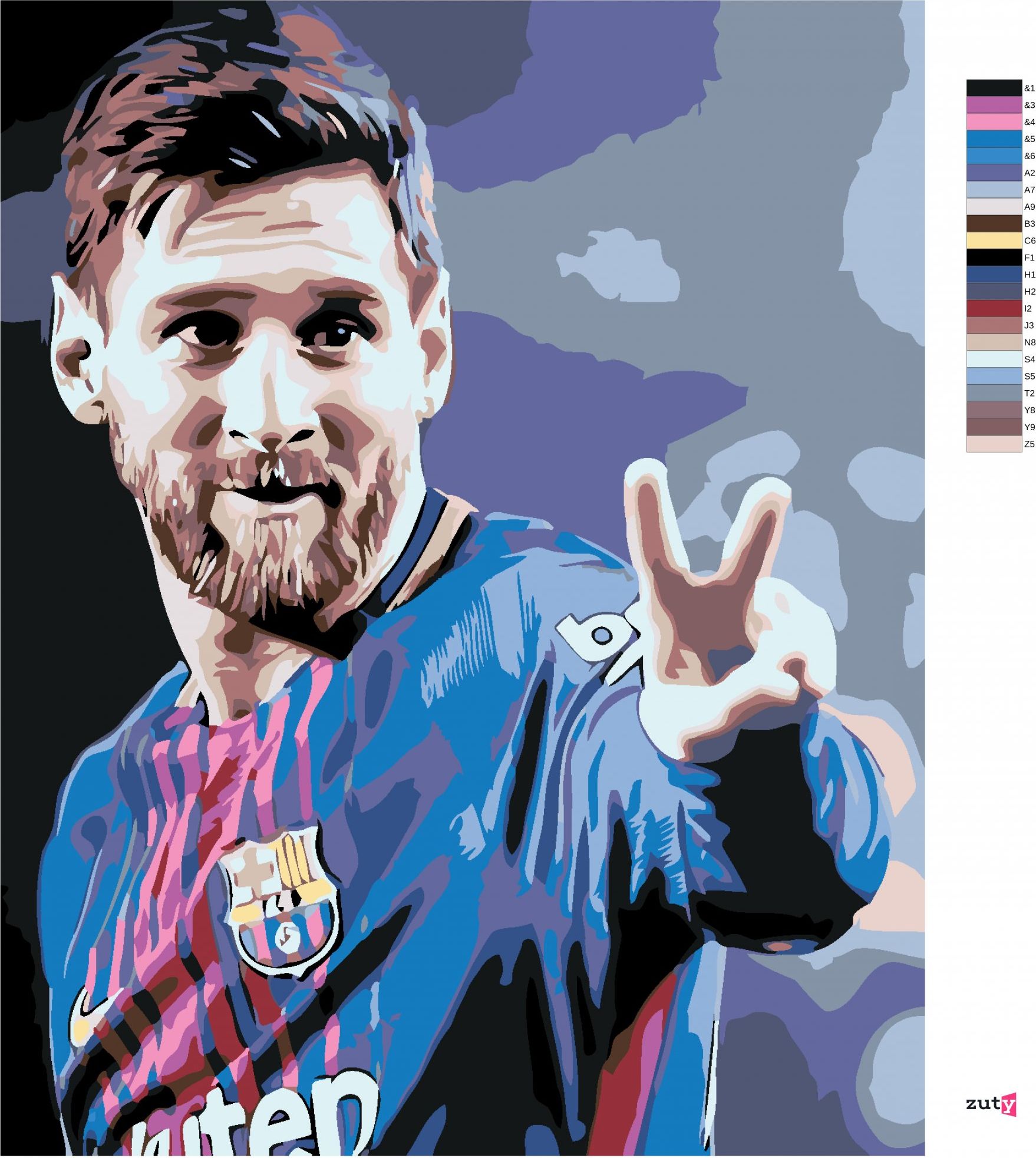 zuty Malování podle čísel - MESSI V DRESU - Rozměr: 40x50 cm, Rámování: Varianta: bez rámu a bez vypnutí plátna - obrázek 9