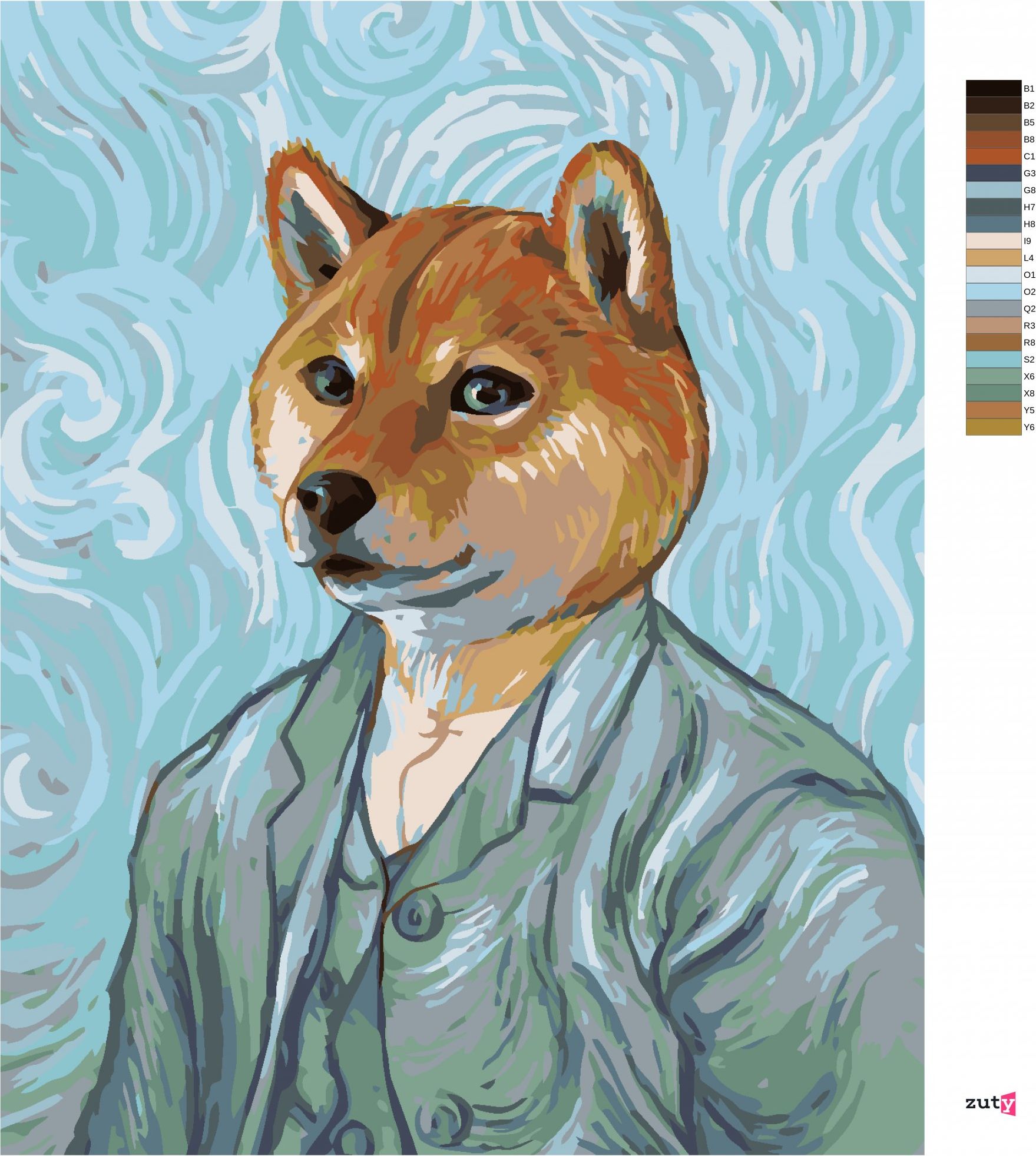 zuty Malování podle čísel - VINCENT VAN GOGH S PSÍ HLAVOU - Rozměr: 40x50 cm, Rámování: Varianta: vypnuté plátno na rám - obrázek 7