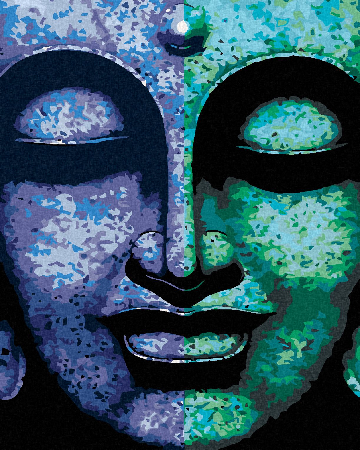 zuty Malování podle čísel - DVOUBAREVNÝ BUDDHA - Rozměr: 40x50 cm, Rámování: Varianta: bez rámu a bez vypnutí plátna - obrázek 1