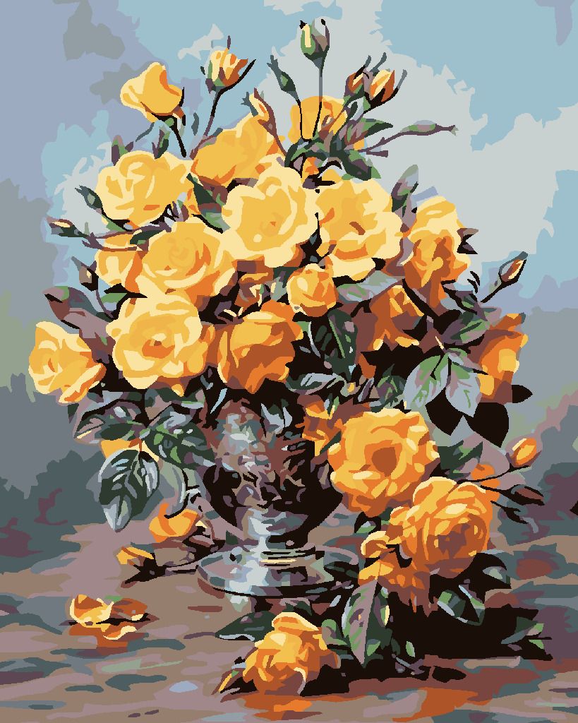zuty Malování podle čísel - ŽLUTÉ RŮŽE - Rozměr: 40x50 cm, Rámování: Varianta: vypnuté plátno na rám - obrázek 5
