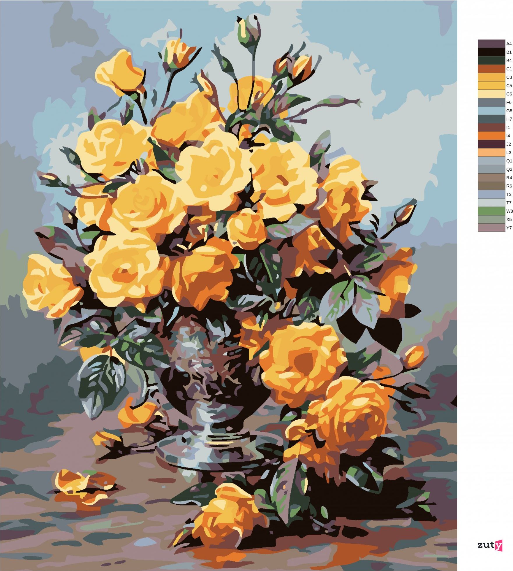 zuty Malování podle čísel - ŽLUTÉ RŮŽE - Rozměr: 40x50 cm, Rámování: Varianta: vypnuté plátno na rám - obrázek 8